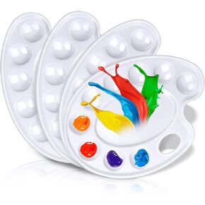 Hulameda Upgrade 4 Pack Paint Tray Palettes with Thumb Hole,Plastic Paint Pallets for Kids or Students to Craft DIY Painting or Have a Birthday Painting Party
