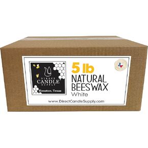 Direct Candle Supply 5lb White Beeswax Pellets, Candle Wax, Bees Wax, Beeswax Pellets Candle Wax for Candle Making, Organic Beeswax, Bees Wax Pellets Melts, 100% Natural Beeswax for Candle Making