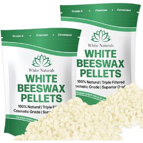 Yellow Beeswax Pellets 2lb (1lb in Each Bag), Pure, Natural, Cosmetic Grade, Organic, Bees Wax Pastilles, 3X Filtered, Great For Candle Making, Soaps, DIY Lip Balms, Lotions By White Naturals