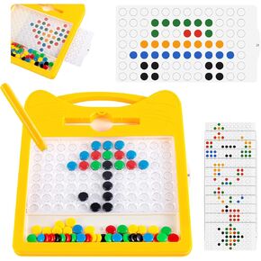 Magnetic Dots Drawing Board with Magnetic Pen and Colourful Beads Montessori Educational Preschool Travel Toys Dot Art Birthday Gifts for 3 4 5 6 Years Old Kids Toddlers Girls Boys (Small) in Kuwait
