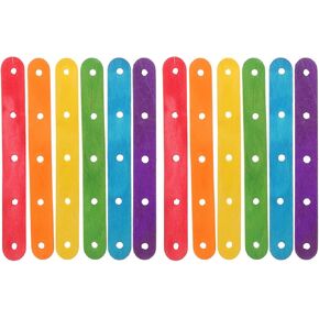 Healifty Wooden Lolly Sticks Craft Popsicle Sticks Craft Sticks Ice Cream Sticks with Holes DIY Crafts 50PCS (Colorful)