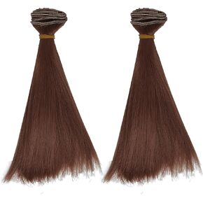 6 Inch Long Straight Doll Hair Weft,Doll Hair Synthetic Extensions,Hair Wig For Doll Rerooting, Wig Making.(4pcs,Color:11)