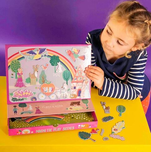 Floss & Rock Fairy Tale Kids Magnetic Play Scenes with 2 Interchangeable Backdrops and 50 Magnetic Play Pieces in Kuwait