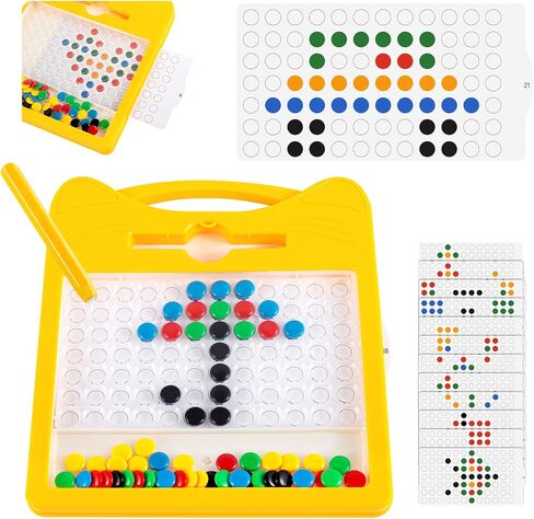 Magnetic Dots Drawing Board with Magnetic Pen and Colourful Beads Montessori Educational Preschool Travel Toys Dot Art Birthday Gifts for 3 4 5 6 Years Old Kids Toddlers Girls Boys (Small) in Kuwait