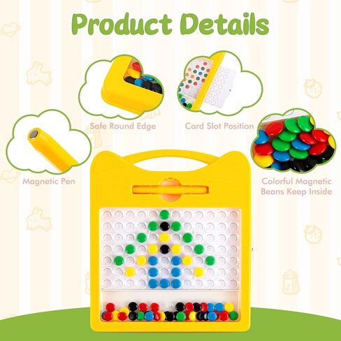 Magnetic Dots Drawing Board with Magnetic Pen and Colourful Beads Montessori Educational Preschool Travel Toys Dot Art Birthday Gifts for 3 4 5 6 Years Old Kids Toddlers Girls Boys (Small) in Kuwait