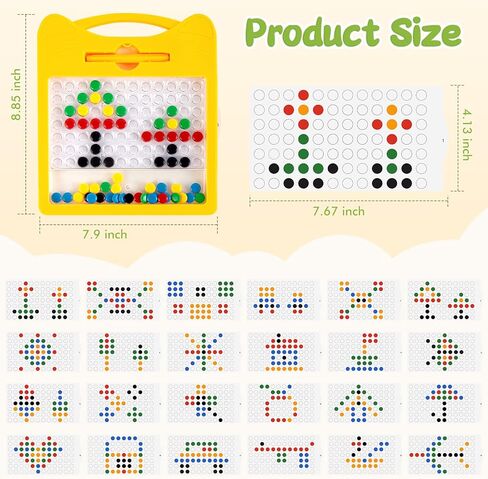 Magnetic Dots Drawing Board with Magnetic Pen and Colourful Beads Montessori Educational Preschool Travel Toys Dot Art Birthday Gifts for 3 4 5 6 Years Old Kids Toddlers Girls Boys (Small) in Kuwait