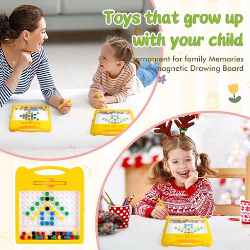 Magnetic Dots Drawing Board with Magnetic Pen and Colourful Beads Montessori Educational Preschool Travel Toys Dot Art Birthday Gifts for 3 4 5 6 Years Old Kids Toddlers Girls Boys (Small) in Kuwait