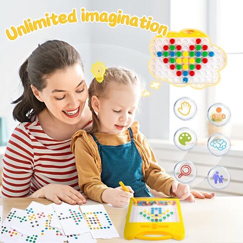 Magnetic Dots Drawing Board with Magnetic Pen and Colourful Beads Montessori Educational Preschool Travel Toys Dot Art Birthday Gifts for 3 4 5 6 Years Old Kids Toddlers Girls Boys (Small) in Kuwait