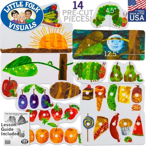 Little Folk Visuals The Very Hungry Caterpillar by Eric Carle - Felt Learning Toy Set, Precut Felt Board Figures for Kids and Toddlers, 14 Piece Set and Story Guide in Saudi Arabia