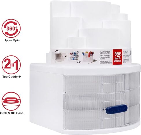SINGER Sew-It-Goes Spin & Go Multipurpose Sewing Storage Container and Craft Organizer with Removable Drawers, Built-in Peg Board,Gray in Saudi Arabia