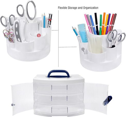 SINGER Sew-It-Goes Spin & Go Multipurpose Sewing Storage Container and Craft Organizer with Removable Drawers, Built-in Peg Board,Gray in Saudi Arabia