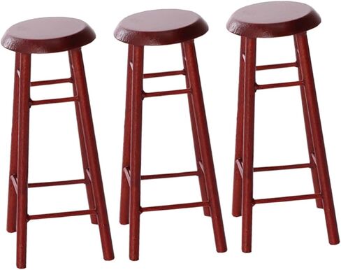 SAFIGLE 3 Pcs Decorative Miniature Furniture Set - Mini House Accessories with Solid Wood Bar Stool and Cushion, Perfect for Dollhouse Decor Wooden Stools for Kitchen Counter Dool Stool in Saudi Arabia