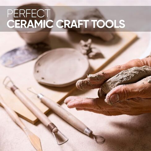 Pottery & Clay Sculpting Tools Set, 30-Pieces Clay Sculpting Tool Set with Wooden Handles. Pottery Carving Tools, Double-Sided. Clay Tool Set for Adults and Kids. in Saudi Arabia