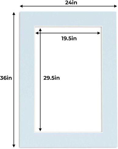 20x30 Mat for 24x36 Frame - Precut Mat Board Acid-Free Baby Blue 20x30 Photo Matte Made to Fit a 24x36 Picture Frame, Premium Matboard for Family Photos, Show Kits, Art, Picture Framing, Pack of 1 Mat in Kuwait