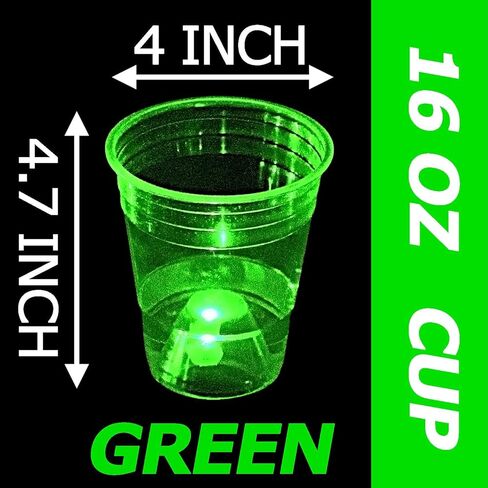 (أخضر) مجموعة أكواب متوهجة في الظلام مناسبة الحفلات، 24 كوبًا متوهجًا، حفلات المنزل، حفلات أعياد الميلاد، حفلات الزفاف، حفلات الشواطئ، العطلات الشاطئية in Kuwait