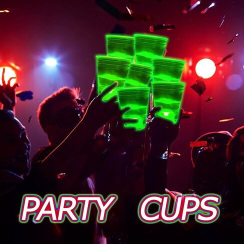 (أخضر) مجموعة أكواب متوهجة في الظلام مناسبة الحفلات، 24 كوبًا متوهجًا، حفلات المنزل، حفلات أعياد الميلاد، حفلات الزفاف، حفلات الشواطئ، العطلات الشاطئية in Kuwait
