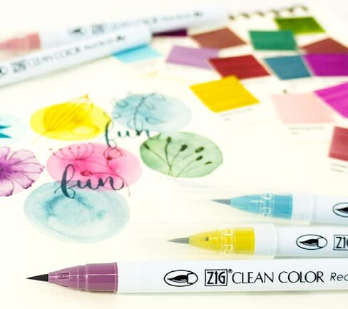 مجموعة فرشاة Kuretake ZIG CLEAN COLOR الحقيقية مكونة من 90 لونًا، معتمدة من AP، طرف فرشاة مرن، جودة احترافية، عديم الرائحة، خالية من الزيلين، سهلة إنشاء خطوط ضيقة وواسعة، صنع في اليابان in Saudi Arabia