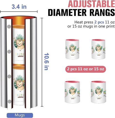 Hitgrand 30 OZ Tumbler Heat Press Machine, Tumbler Press for 30 OZ 20 OZ 16 OZ 11 OZ Straight Sublimation Blanks Skinny Tumbler, DIY Cup Mug Heat Press Machine for Skinny Tumblers 110V in Saudi Arabia