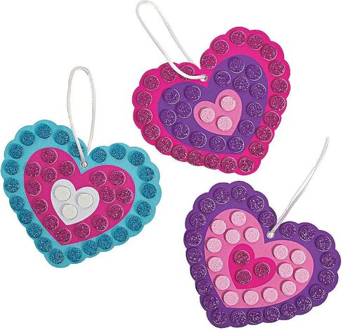 Glitter Mosaic Heart Ornament Craft Kit -12 - Crafts for Kids and Fun Home Activities in Saudi Arabia