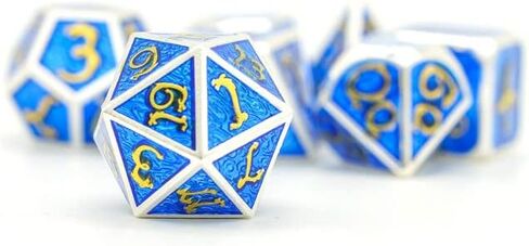 مجموعة النرد المعدنية Blue Dragon Cloud Wave DND لهدايا الزنزانات والتنينات، D&D، D وD، Pathfinder، الملحقات، D20، متعدد السطوح، نرد الراتنج، معدن، صينية النرد، برج، حقيبة، صندوق in Kuwait