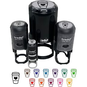 Cute Coffee Lover Traveling Mug Cup Tea Hot Chocolate Self-Inking Rubber Stamp Ink Stamper for Stamping Crafting Planners - 1 Inch Medium - Black Ink in Kuwait