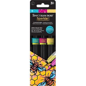 Spectrum Noir Sparkle Water-Based Fine Micro-Pigment Markers - Pack of 3 - Includes Flexible Brush Nib (Soft Pastels)