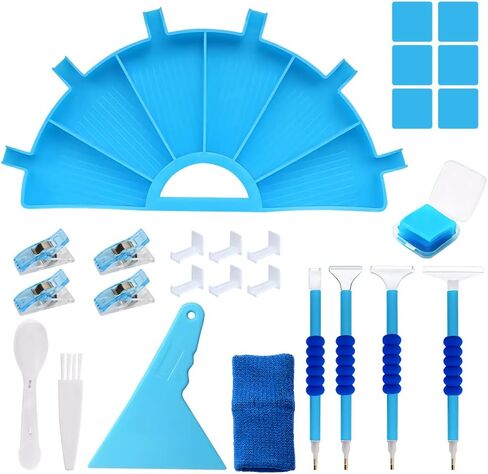 Mesen Diamond Painting Accessories Tray Organizer Kits, 6 Grids Diamond Painting Accessories Tray Organizer with Correction Tool Glue & Storage Box, Diamond Art Accessories for Sorting Storage in Saudi Arabia