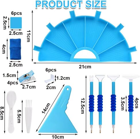 Mesen Diamond Painting Accessories Tray Organizer Kits, 6 Grids Diamond Painting Accessories Tray Organizer with Correction Tool Glue & Storage Box, Diamond Art Accessories for Sorting Storage in Saudi Arabia