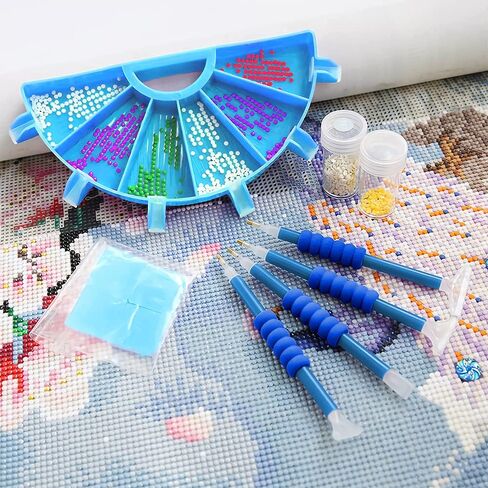 Mesen Diamond Painting Accessories Tray Organizer Kits, 6 Grids Diamond Painting Accessories Tray Organizer with Correction Tool Glue & Storage Box, Diamond Art Accessories for Sorting Storage in Saudi Arabia