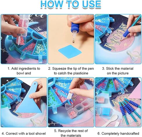 Mesen Diamond Painting Accessories Tray Organizer Kits, 6 Grids Diamond Painting Accessories Tray Organizer with Correction Tool Glue & Storage Box, Diamond Art Accessories for Sorting Storage in Saudi Arabia