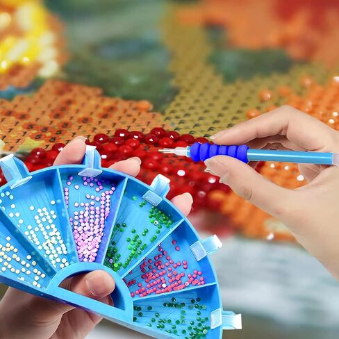 Mesen Diamond Painting Accessories Tray Organizer Kits, 6 Grids Diamond Painting Accessories Tray Organizer with Correction Tool Glue & Storage Box, Diamond Art Accessories for Sorting Storage in Saudi Arabia