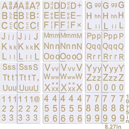 Qilery 290 Pcs Large Alphabet Stickers Big Font Letter Number Stickers 2.3 Inch Gold Glitter Letter Stickers for Classroom Window Door Home Decoration Mailbox Sign Presentation, 24 Sheets in Saudi Arabia