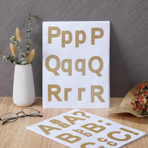 Qilery 290 Pcs Large Alphabet Stickers Big Font Letter Number Stickers 2.3 Inch Gold Glitter Letter Stickers for Classroom Window Door Home Decoration Mailbox Sign Presentation, 24 Sheets in Saudi Arabia