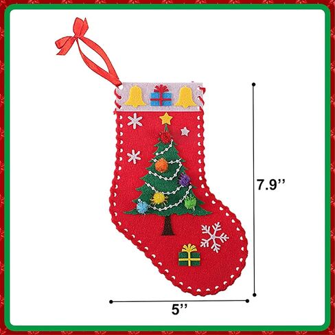 SATINIOR 10 Pieces Christmas Felt Stocking Kits DIY Sewing Stockings Decoration Crafts Ornaments Kit Tree Wall Door Hanging Present for Toddler and Kids GY-SATINIOR-1640 in Saudi Arabia