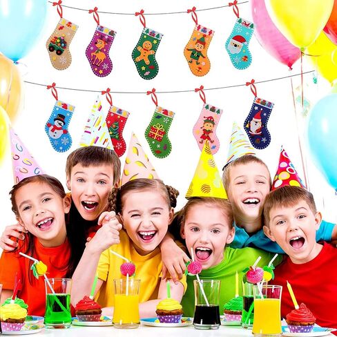 SATINIOR 10 Pieces Christmas Felt Stocking Kits DIY Sewing Stockings Decoration Crafts Ornaments Kit Tree Wall Door Hanging Present for Toddler and Kids GY-SATINIOR-1640 in Saudi Arabia