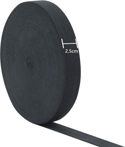 Sunmns 20 Yards Sewing Knit Stretch Elastic Band Spool, 1 inch Width, Black in Saudi Arabia