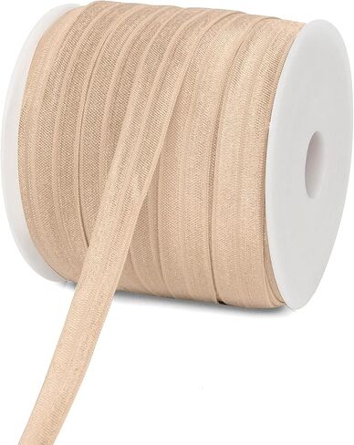 Teemico 50 Yards Elastic Stretch Foldover Ribbon Nylon Ribbon Rubber Band for Hair Ties Headbands,(15mm Width, Nude Color) in Kuwait