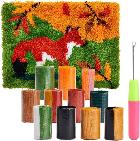 Fox Latch Rug Hooking Kits with Handles for Adults Beginners, DIY Crafts (20 x 15 in) in Saudi Arabia