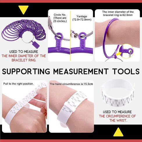 Hilitchi 5Pcs Jewelry Tool Set Including Rubber Hammer, Wooden Bracelet Sizing Bangle Mandrel, Jewelry Pliers, Plastic Wrist Sizer Wrist Belt Bracelet for Jewelry Making and Repairing Tools Kit in Saudi Arabia