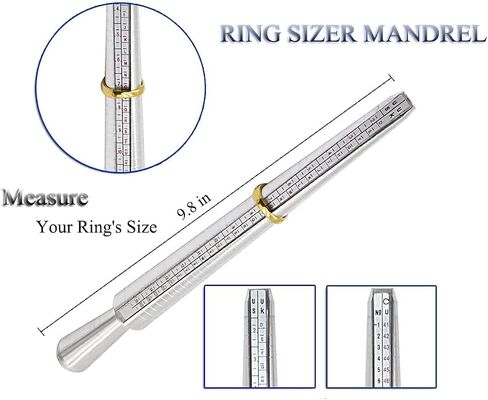 Utoolmart Jewelry Ring Sizer Measuring Tool Set, 4-Pcs Ring Sizer Kit Contains Universal Ring Enlarger Stick Mandrel, Handle Hammers, Ring Size Sticks and Ring Sizers, for Jewelry Repairing Work in Saudi Arabia