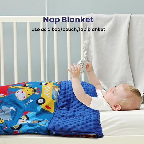 Kids Sleeping Bag Nap Mat with Removable Pillow and Blanket,Extra Thick Large 2 in 1 Slumber Bags for Boys Girls,Toddler Nap Mat for Preschool Daycare Travel Camping in Saudi Arabia