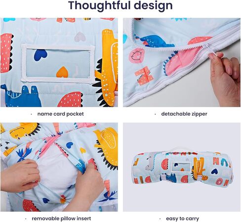 Kids Sleeping Bag Nap Mat with Removable Pillow and Blanket,Extra Thick Large 2 in 1 Slumber Bags for Boys Girls,Toddler Nap Mat for Preschool Daycare Travel Camping in Saudi Arabia