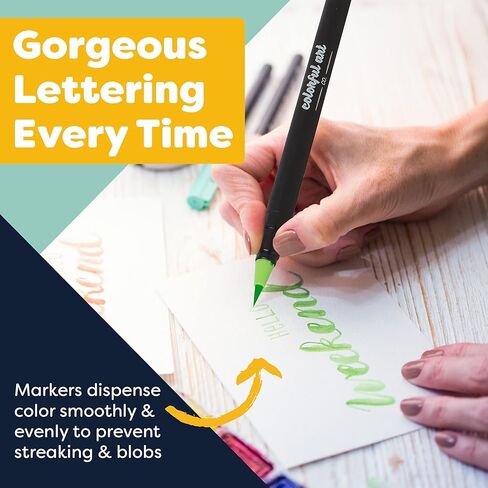 DiYiMi Colorful Art Co. Brush Pens - 20 Piece Watercolor Pen Set w/Premium Brush Tip – Vibrant Paint Markers for Blending, Painting, Coloring, Lettering, Calligraphy, Arts and Crafts in Kuwait