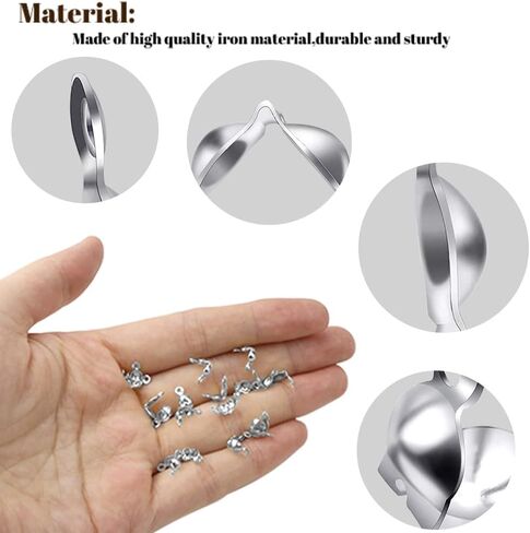 نيوب متداخلة 1400 قطعة من اغطية عقدة اطراف الخرز المعدنية المفتوحة، اغطية طرفية من صدف الحديد لتصنع المجوهرات والحرف اليدوية (ذهبي وفضي) in Kuwait