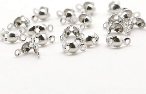 نيوب متداخلة 1400 قطعة من اغطية عقدة اطراف الخرز المعدنية المفتوحة، اغطية طرفية من صدف الحديد لتصنع المجوهرات والحرف اليدوية (ذهبي وفضي) in Kuwait