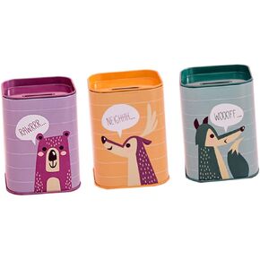 SAFIGLE 3pcs توفير الطلاب القصدير يمكن ديكور الحيوانات العملات المعدنية الطفل تذكار حفظ إنفاق حصة البنك للأطفال عملة تخزين جرة الكرتون صندوق المال الأطفال توفير وعاء تغيير حاوية عملة البنك in Saudi Arabia