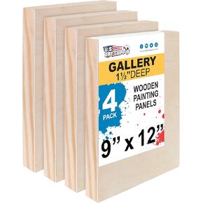 U.S. Art Supply 5" x 7" Birch Wood Paint Pouring Panel Boards, Gallery 1-1/2" Deep Cradle (Pack of 4) - Artist Depth Wooden Wall Canvases - Painting Mixed-Media Craft, Acrylic, Oil, Encaustic in Saudi Arabia