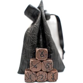 Set of 6 Heavy Duty Metal D6 Standard Game Dice with Leather Carry Pouch, for DND, Liars Dice, Roleplay, Display & More (Cracked Gold Dice 6 Pack & Leather Bag) in Kuwait
