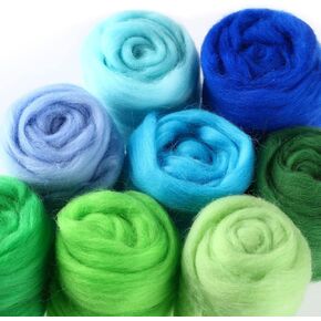 8 Colors 160g Needle Felting Wool Colorful Wool Roving Beautiful Roving Wool Nature Wool Roving Yarn Handmade Sheep Wool Needle Felting Color Wool Sets for Felting DIY Craft (Green Series) in Saudi Arabia