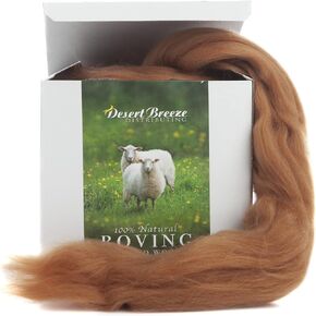 Desert Breeze Distributing – 100% Natural Merino Wool Roving, Wool for Spinning, Tapestry Yarn, Needle Felting, Wet Felting, Big Yarn Roving, 19 Micron, 70mm Staple Length, 8 OZ Size, Color Snow White in Saudi Arabia